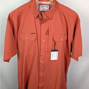 Poncho Men's Casual Orange Button Down Shirt